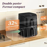 Friteuse sans huile COSORI - Turbo Tower Chef Edition - Capacité 10,8L - 2 cuves - 6 programmes - 2630W - Noir