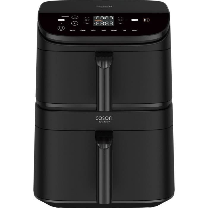 Friteuse sans huile COSORI - Turbo Tower Chef Edition - Capacité 10,8L - 2 cuves - 6 programmes - 2630W - Noir