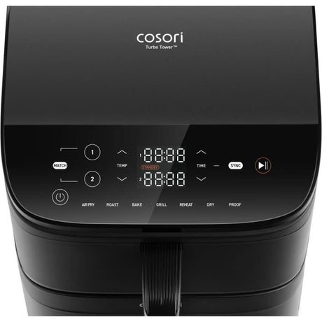 Friteuse sans huile COSORI - Turbo Tower Chef Edition - Capacité 10,8L - 2 cuves - 6 programmes - 2630W - Noir