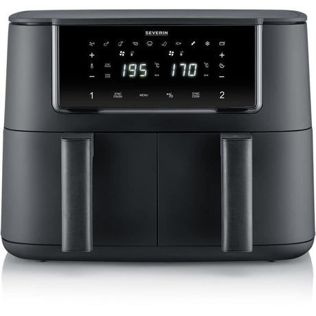 Friteuse sans huile SEVERIN - Airfryer FR2463 - Capacité 8L - Double cuve - 10 programmes - 2600W
