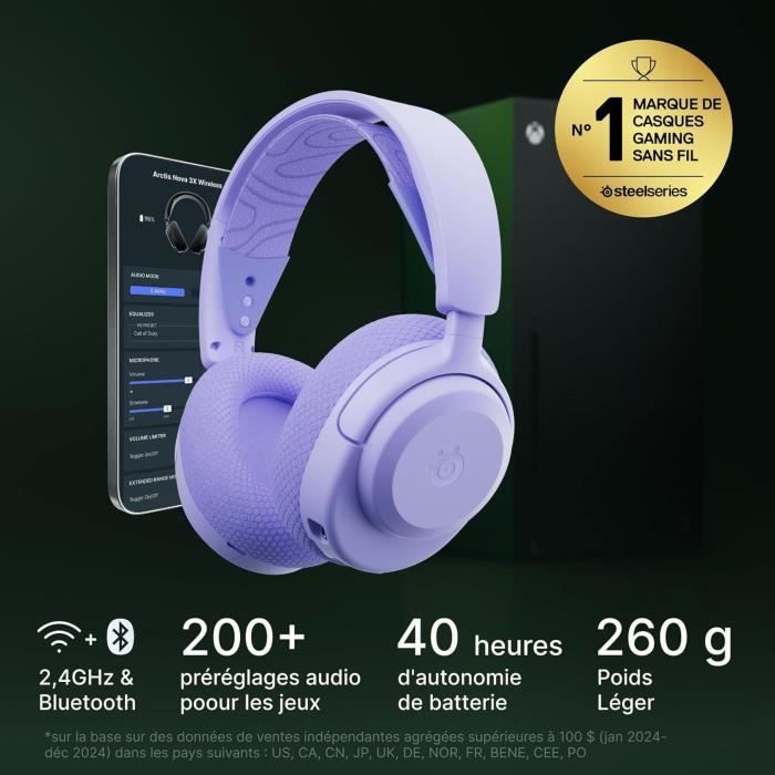 Casque gaming sans fil - STEELSERIES - Arctis Nova 3XW - Autonomie 40h - Connexion 2,4 GHz - Bluetooth