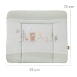 Matelas a langer - ROBA - WOODLAND BUDDIES - 85 x 75 cm - Bords réhaussés - Vert pastel motif animaux