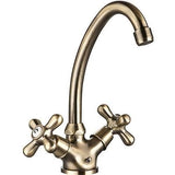 Mélangeur lavabo - EDOUARD ROUSSEAU - Rétrosol - Embase Ø 52 mm - Bec haut orientable - Vieux Bronze