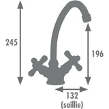 Mélangeur lavabo - EDOUARD ROUSSEAU - Rétrosol - Embase Ø 52 mm - Bec haut orientable - Vieux Bronze