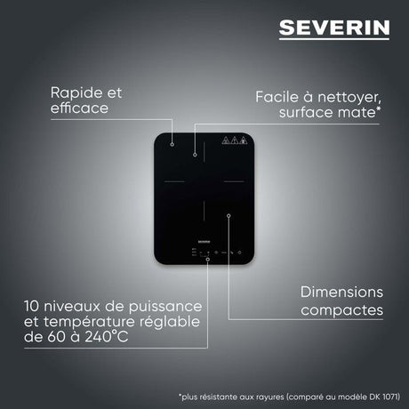 Plaque a induction portable - SEVERIN - 1 foyer - 28 x 37 x 4,2 cm - Noir - DK1032