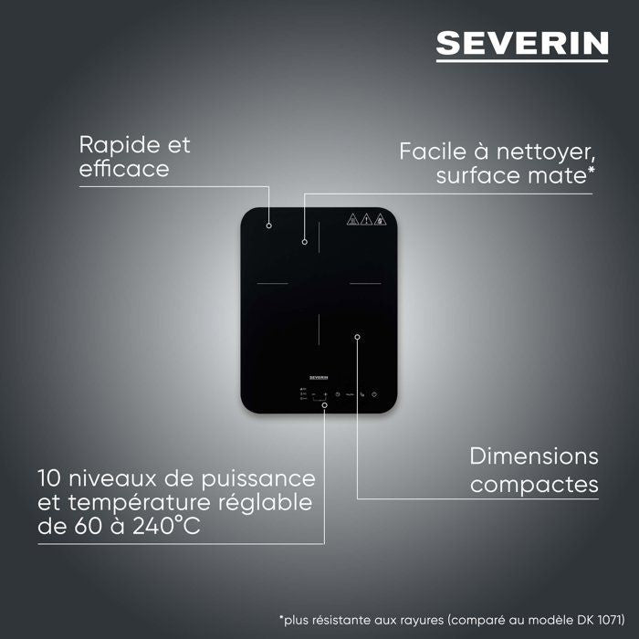 Plaque a induction portable - SEVERIN - 1 foyer - 28 x 37 x 4,2 cm - Noir - DK1032