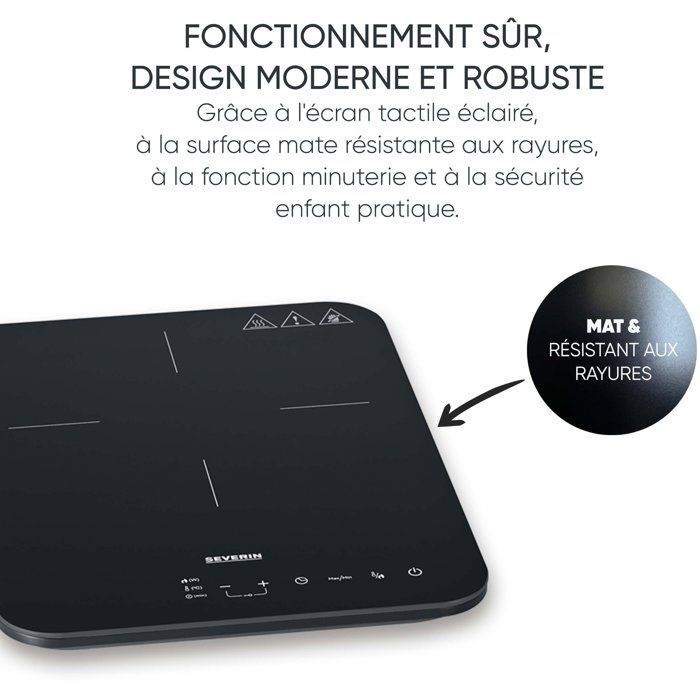 Plaque a induction portable - SEVERIN - 1 foyer - 28 x 37 x 4,2 cm - Noir - DK1032