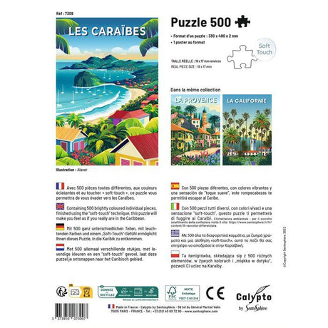 Puzzle - SENTOSPHERE - Calypto - 500 pieces - Les Caraibes - Toucher soyeux - Des 8 ans