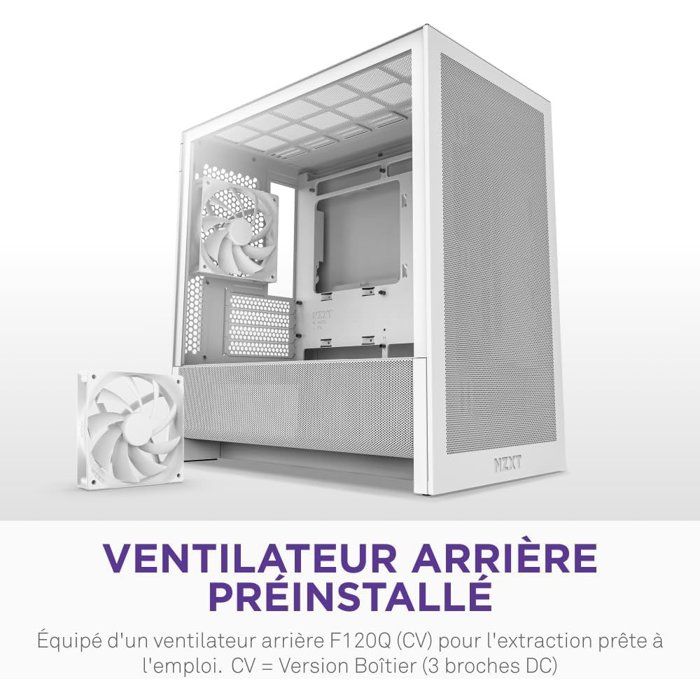 Boitier moyen-tour micro-ATX - NZXT - CC-H31FW-01 - H3 Flow - Blanc - Airflow remarquable - Support GPU grand format