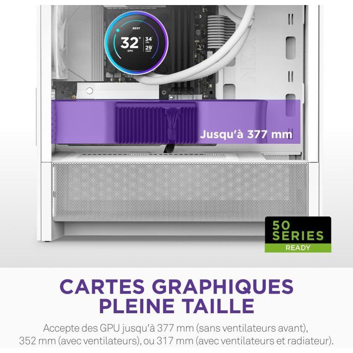 Boitier moyen-tour micro-ATX - NZXT - CC-H31FW-01 - H3 Flow - Blanc - Airflow remarquable - Support GPU grand format