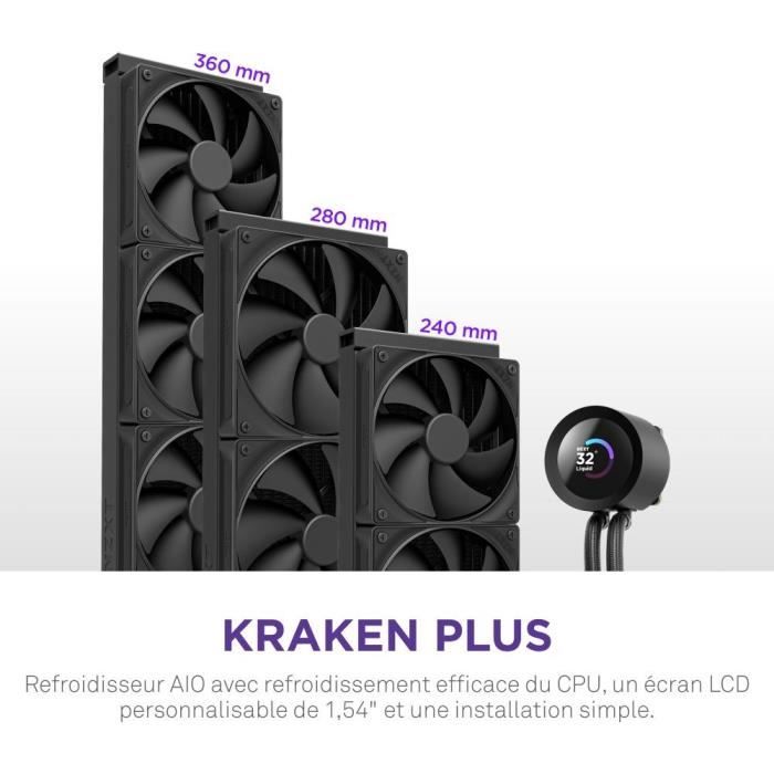 Watercooling - NZXT - RL-KN360-B2 - Kraken Plus 360 - Écran LCD 1.54 personnalisable - Noir