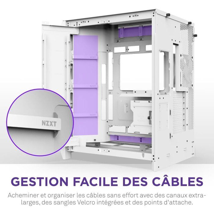 Boitier moyen-tour - NZXT - CM-H92FW-01 - H9 Flow - Double chambre - Panneaux mesh - Verre trempé