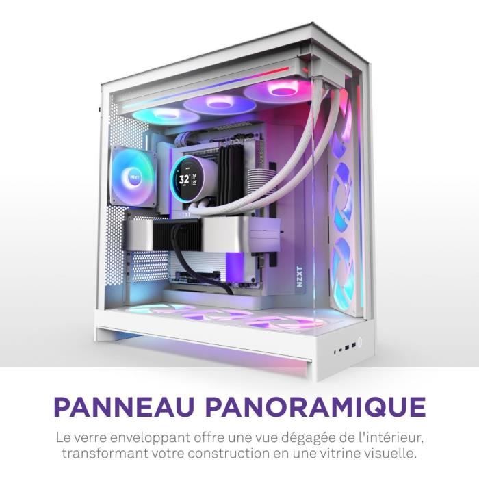 Boitier moyen-tour - NZXT - CM-H92FW-P1 - H9 Flow RGB+ - Ventilateurs RGB inclus - Blanc - Contrôleur NZXT CAM