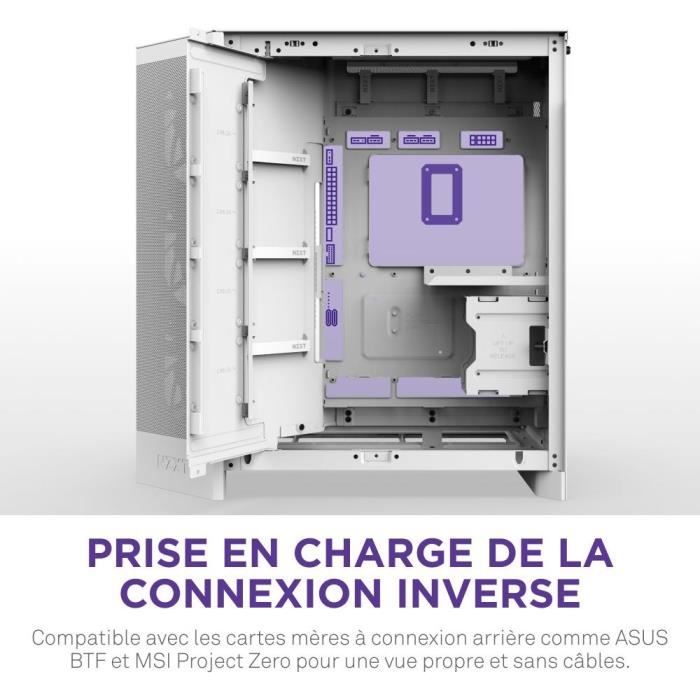 Boitier moyen-tour - NZXT - CM-H92FW-P1 - H9 Flow RGB+ - Ventilateurs RGB inclus - Blanc - Contrôleur NZXT CAM