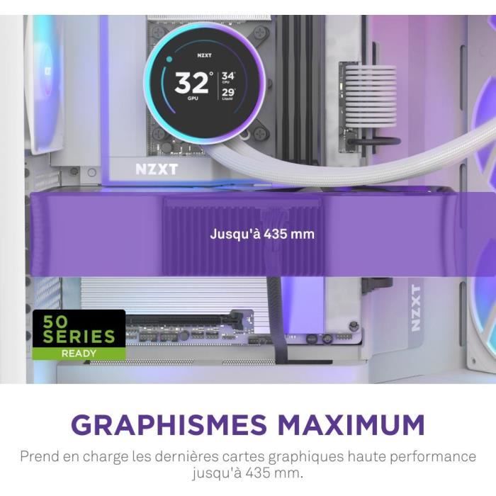 Boitier moyen-tour - NZXT - CM-H92FW-P1 - H9 Flow RGB+ - Ventilateurs RGB inclus - Blanc - Contrôleur NZXT CAM