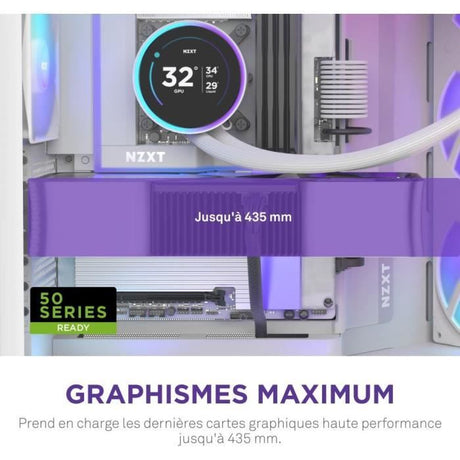 Boitier moyen-tour - NZXT - CM-H92FW-P1 - H9 Flow RGB+ - Ventilateurs RGB inclus - Blanc - Contrôleur NZXT CAM