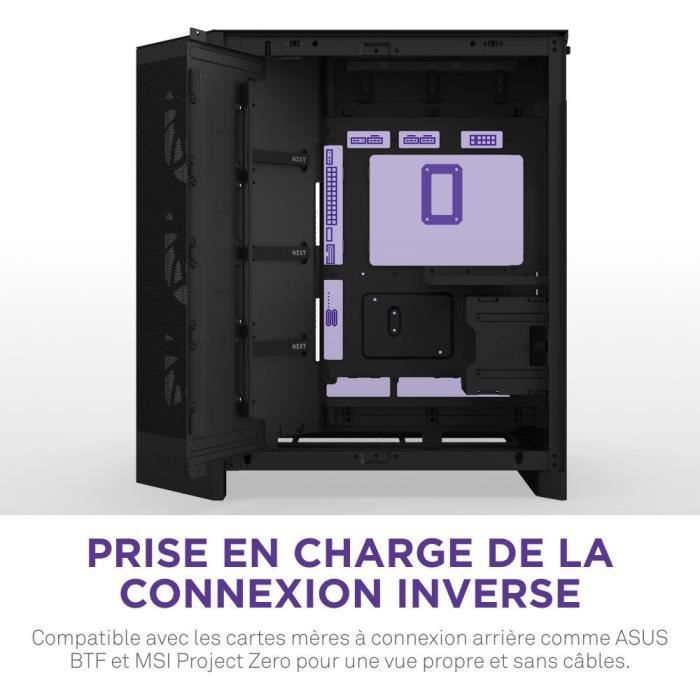 Boitier moyen-tour - NZXT - H9 Flow RGB - Double chambre - Ventilateurs RGB inclus - Noir