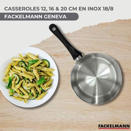 Set 3 casseroles 12 16 et 20 cm en inox Fackelmann Geneva