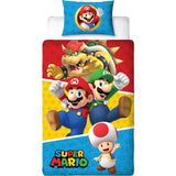 Parure de lit réversible - MARIO BROS - Mario et ses amis IV - Microfibre - 1 housse de couette 140 x 200 cm + 1 taie 63 x 63 cm