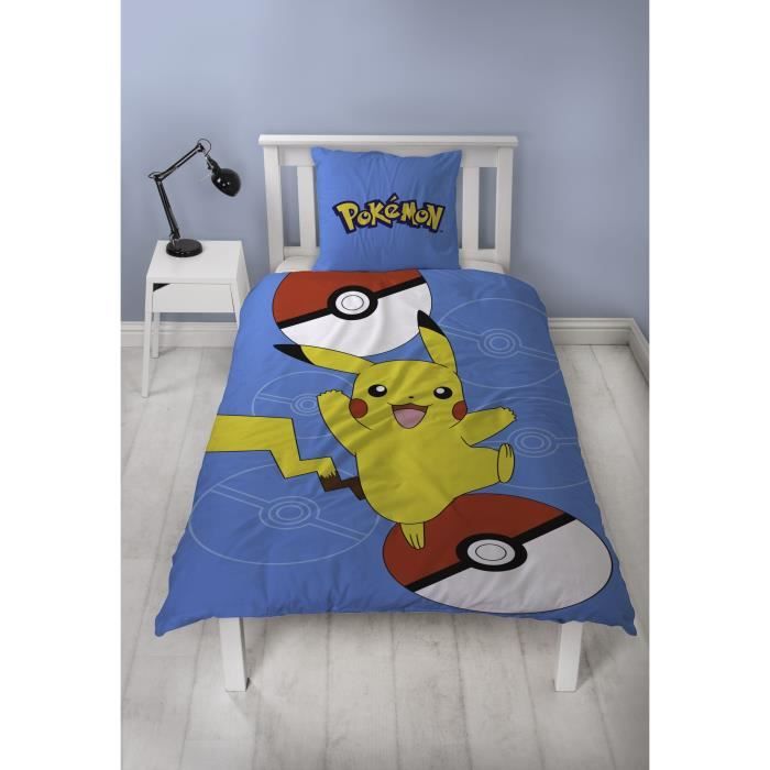 Parure de lit - POKEMON - Pikachu III - Microfibre - 1 housse de couette 140 x 200 cm + 1 taie 63 x 63 cm