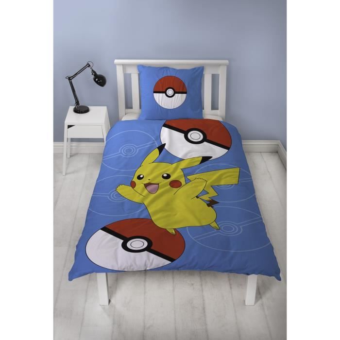 Parure de lit - POKEMON - Pikachu III - Microfibre - 1 housse de couette 140 x 200 cm + 1 taie 63 x 63 cm