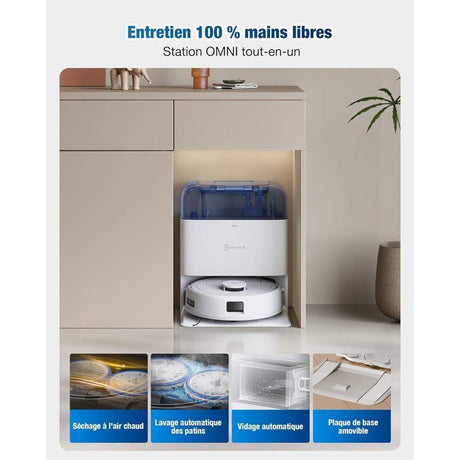 Aspirateur Robot Laveur - ECOVACS DEEBOT MINI - 9 000 Pa - ZeroTangle 2.0 - TrueMapping 2.0 - Séchage a 45 ? - Vidage Auto