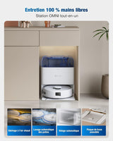 Aspirateur Robot Laveur - ECOVACS DEEBOT MINI - 9 000 Pa - ZeroTangle 2.0 - TrueMapping 2.0 - Séchage a 45 ? - Vidage Auto