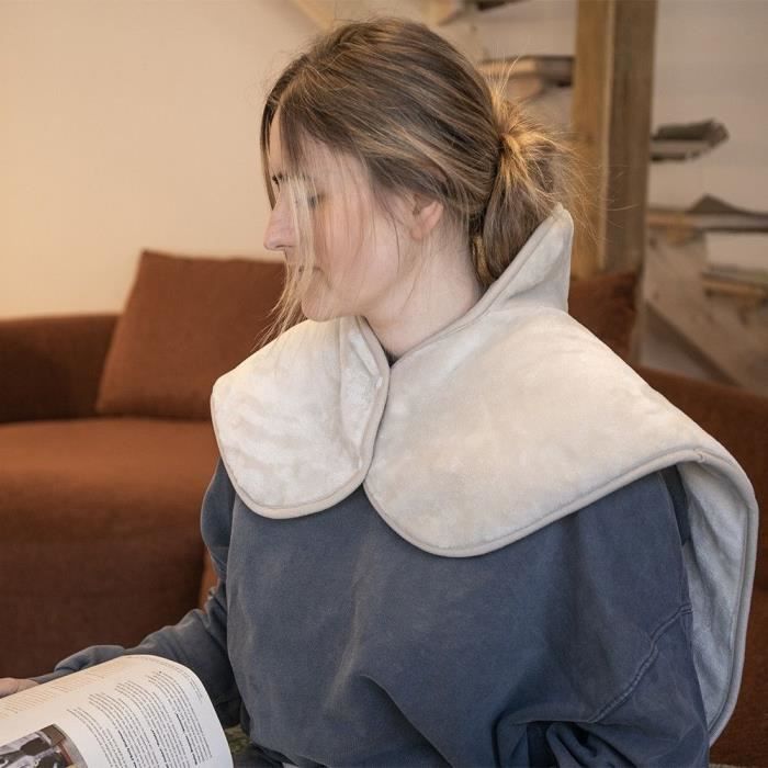 Coussin chauffant dos et cervicales - LIVOO - DOS218C - 100 W - 60 x 90 cm - Flanelle - Lavable en machine 30° - 50-65° - Creme