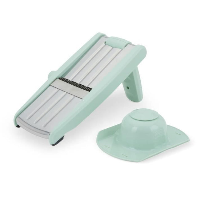 Mandoline 3 en 1 - LIVOO - MEN429 - Acier inoxydable - 3 a 9 mm - Poignée amovible - Poussoir avec piques - Pieds antidérapants