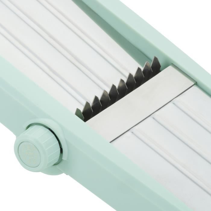 Mandoline 3 en 1 - LIVOO - MEN429 - Acier inoxydable - 3 a 9 mm - Poignée amovible - Poussoir avec piques - Pieds antidérapants