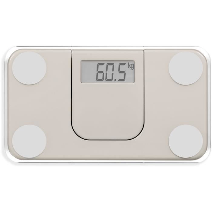 Mini pese-personne électronique - LIVOO - DOM532C - Max 180 kg - LCD - Verre trempé - Marche arret automatique - Creme