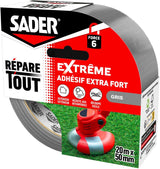 Adhésif extra fort - SADER - Repare tout extreme - Gris - Intérieur & Exterieur - Toutes surfaces - Facile a découper - 20 m x 50 mm