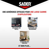 Adhésif double face extra fort - SADER - Fixer sans percer - Extreme - Intérieur - Supporte jusqu'a 10 Kg - Blanc - 2 m x 19 mm