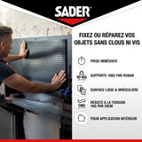 Adhésif double face extra fort - SADER - Fixer sans percer - Extreme - Intérieur - Supporte jusqu'a 10 Kg - Blanc - 2 m x 19 mm
