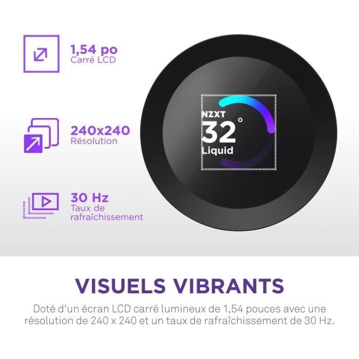 Watercooling - NZXT - RL-KN240-B2 - Kraken Plus 240 - Écran LCD 1.54 personnalisable - Noir - Performance améliorée