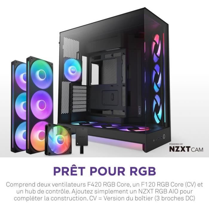 Boitier moyen-tour NZXT - CM-H92FB-P1 - H9 Flow RGB+ - Double chambre - 3 ventilateurs RGB - Noir
