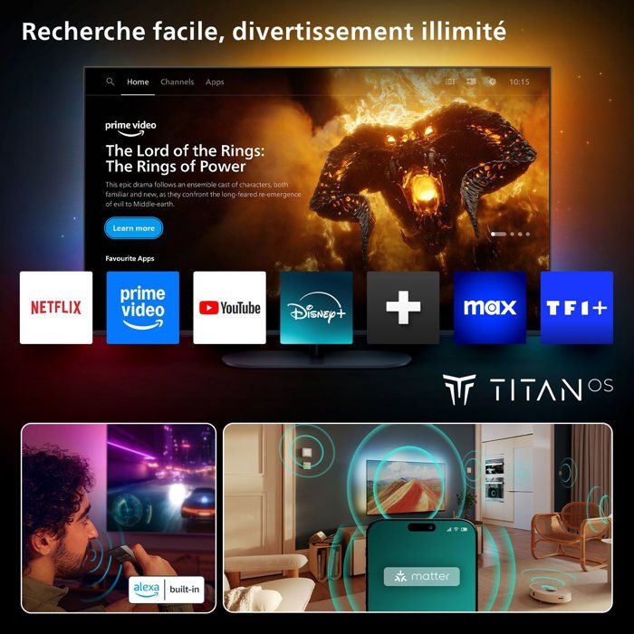 Philips 48OLED760 Ambilight - TV OLED 48 (121 cm) - 4K UHD 3840x2160 - 120 Hz - Dolby Vision - Smart TV - 4xHDMI