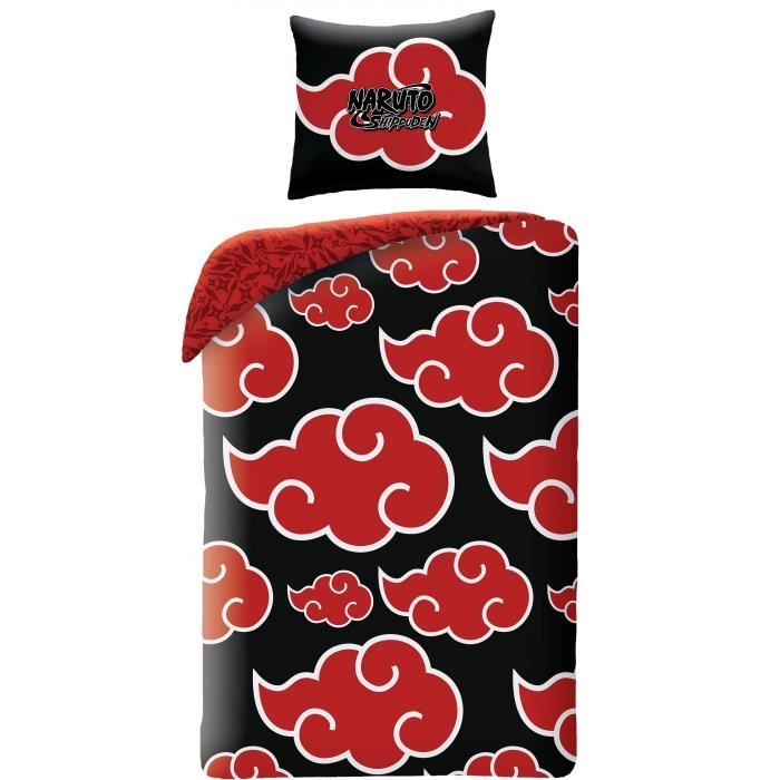 Parure de lit - NARUTO - Akatsuki - Microfibre - 1 housse de couette 140 x 200 cm + 1 taie 63 x 63 cm