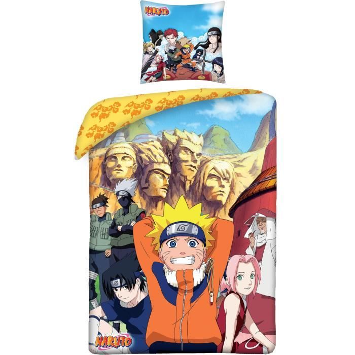 Parure de lit - NARUTO - Konoha - Microfibre - 1 housse de couette 140 x 200 cm + 1 taie 63 x 63 cm