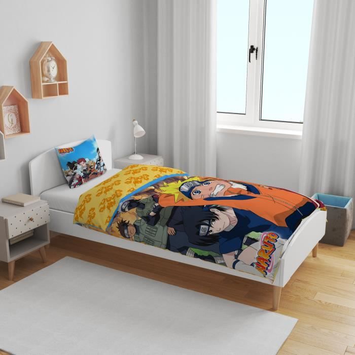 Parure de lit - NARUTO - Konoha - Microfibre - 1 housse de couette 140 x 200 cm + 1 taie 63 x 63 cm
