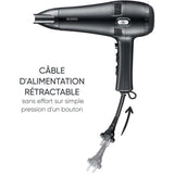 Seche-cheveux avec câble rétractable - SEVERIN - HT 0165 - Diffuseur & Concentrateur - 2100 W - 3 niveaux de température - Noir
