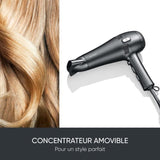 Seche-cheveux avec câble rétractable - SEVERIN - HT 0165 - Diffuseur & Concentrateur - 2100 W - 3 niveaux de température - Noir
