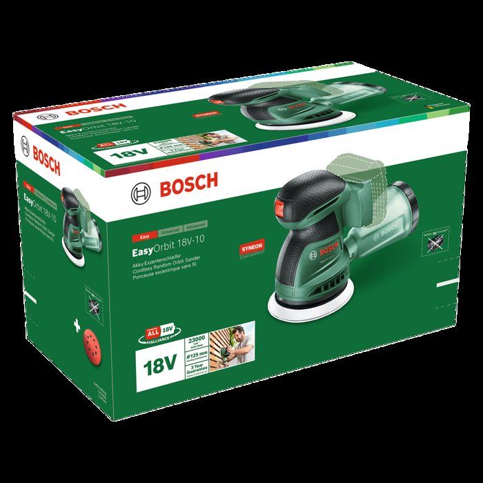 Ponceuse excentrique sans fil BOSCH - EasyOrbit 18V10 - 125mm - Sans accessoires