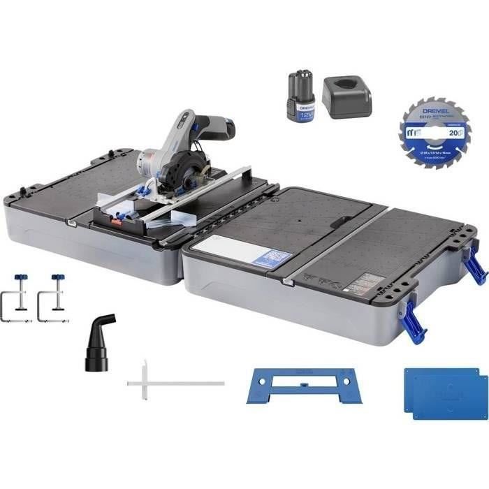 Station sciage CS12V-S1C avec scie compacte -12V, accessoire, 1 batterie 2Ah +chargeur - DREMEL Blueprint