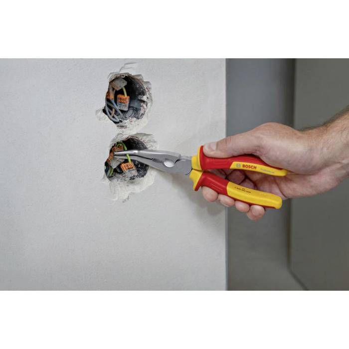 Pince VDE a bec long coudée - BOSCH PROFESSIONAL - 200 mm - Isolée jusqu'a 1 000 V - Protection électrique