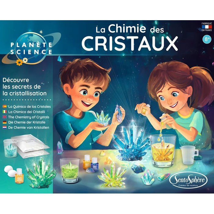 La Chimie des Cristaux - SENTOSPHERE - Collection de minéraux - 2 sachets pour créer des cristaux - Des 8 ans
