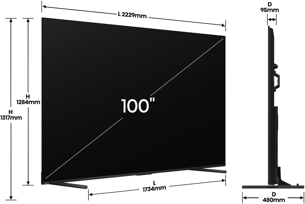 Hisense 100E7Q Pro - TV QLED 100 (253 cm) - 4K UHD 3840x2160 - 144 Hz - Dolby Vision - TV connecté - 4xHDMI 2.1 - WiFi