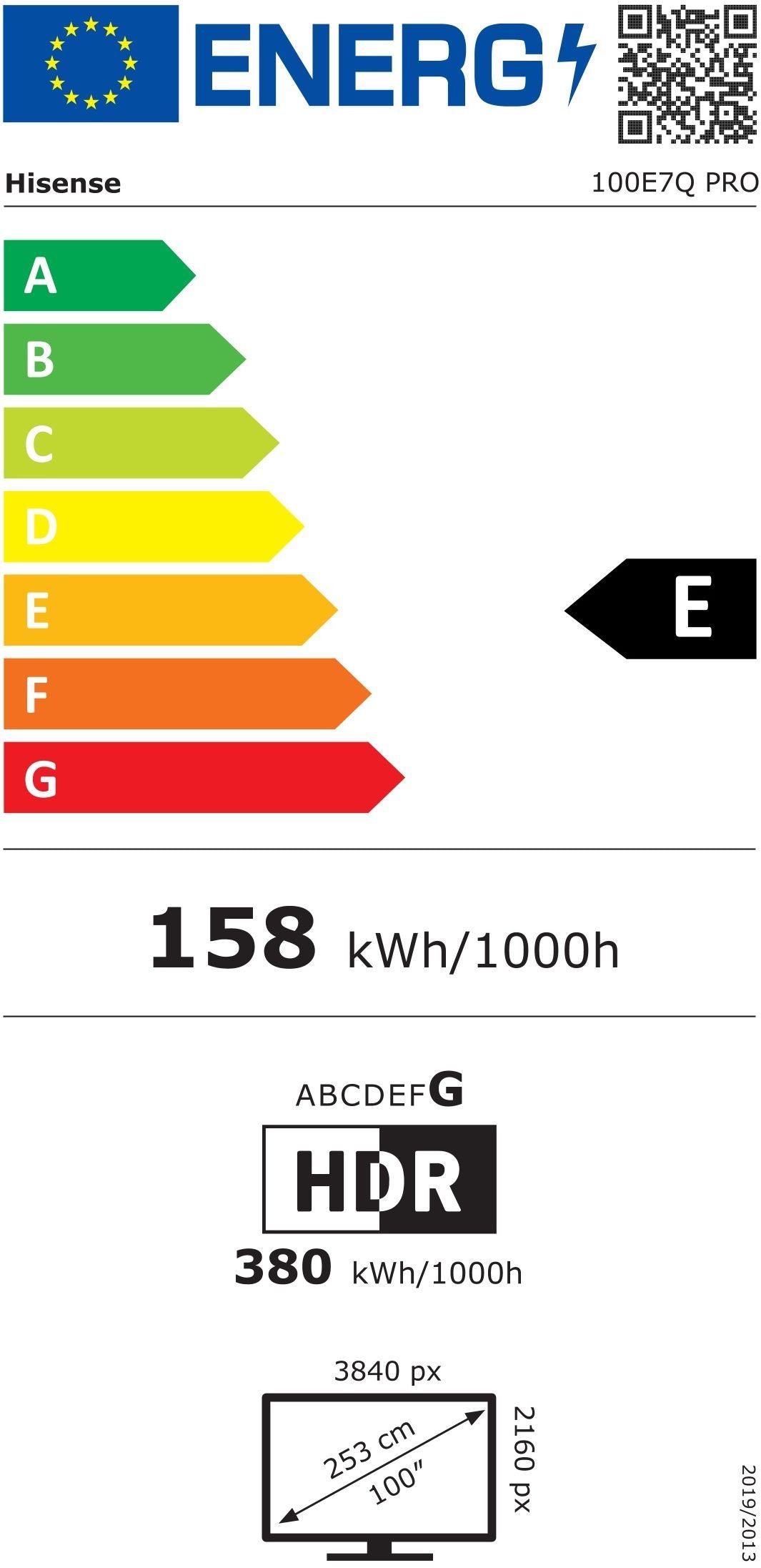Hisense 100E7Q Pro - TV QLED 100 (253 cm) - 4K UHD 3840x2160 - 144 Hz - Dolby Vision - TV connecté - 4xHDMI 2.1 - WiFi