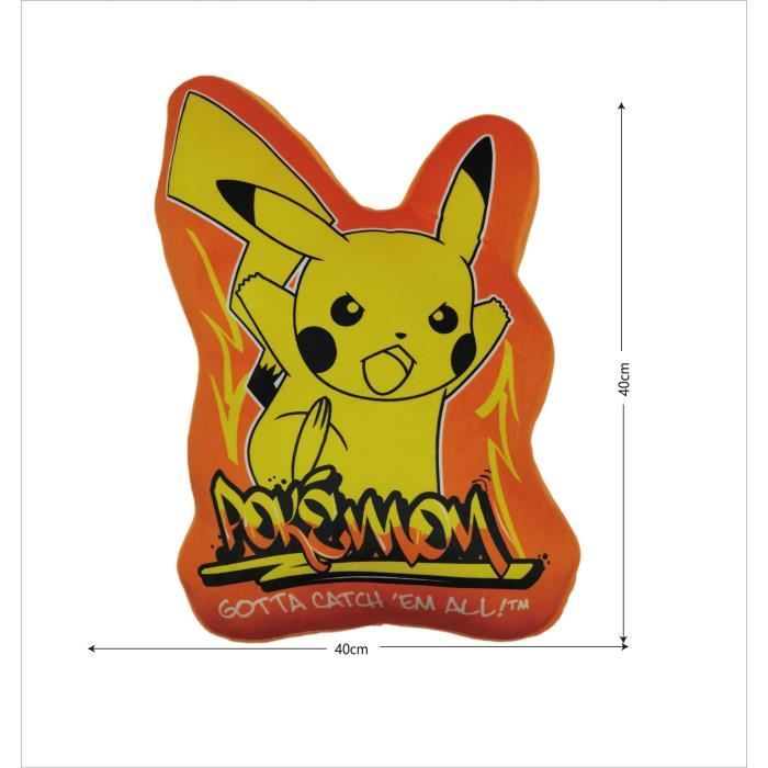 Coussin premium 3D en Velboa - POKEMON - Pikachu - 40 cm
