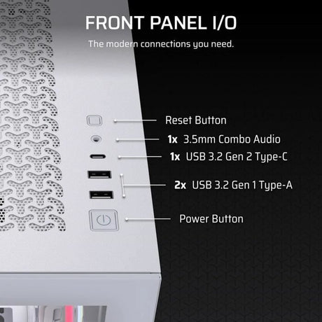 Boitier PC - CORSAIR - 3500X LXR LINK Tempered Glass Mid-Tower - 3 ventilateurs RGB a rotor inversé - Blanc
